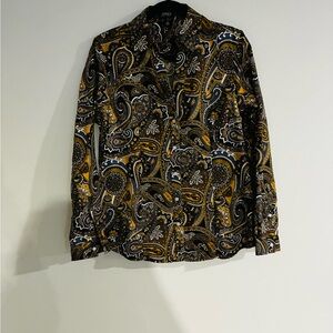 Jones New York Paisley Button-Down Shirt | 100% Cotton | Size M